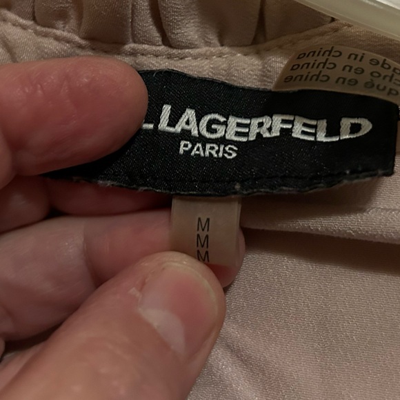 Karl Lagerfeld pink blouse black lace bell sleeves size M - Picture 9 of 9